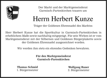 Traueranzeige von Herbert Kunze von MERKUR & TZ