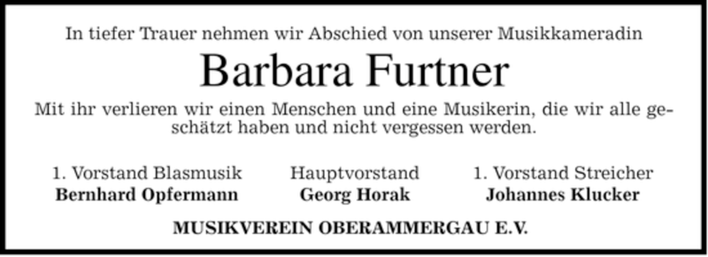  Traueranzeige für Barbara Furtner vom 02.01.2008 aus MERKUR & TZ