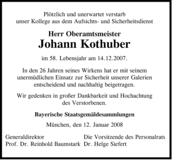 Traueranzeige von Johann Kothuber von MERKUR & TZ