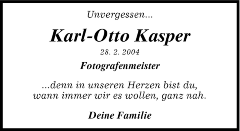  Traueranzeige für Karl-Otto Kasper vom 01.03.2008 aus MERKUR & TZ