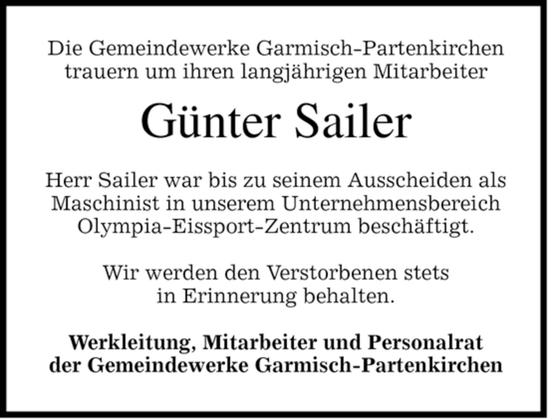  Traueranzeige für Günter Sailer vom 06.03.2008 aus MERKUR & TZ
