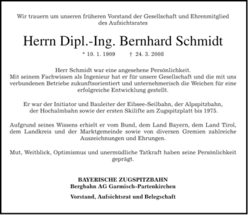 Traueranzeige von Bernhard Schmidt von MERKUR & TZ