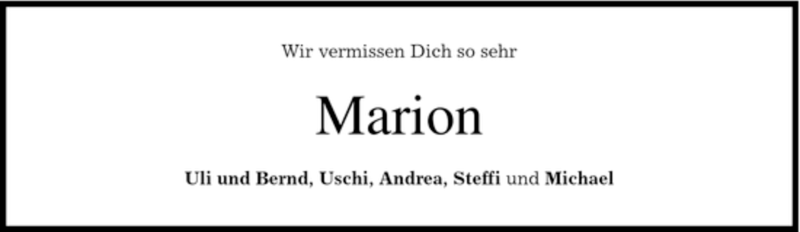  Traueranzeige für Marion Gutschmidt vom 26.04.2008 aus MERKUR & TZ