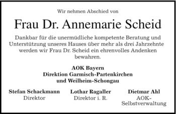 Traueranzeige von Annemarie Scheid von MERKUR & TZ