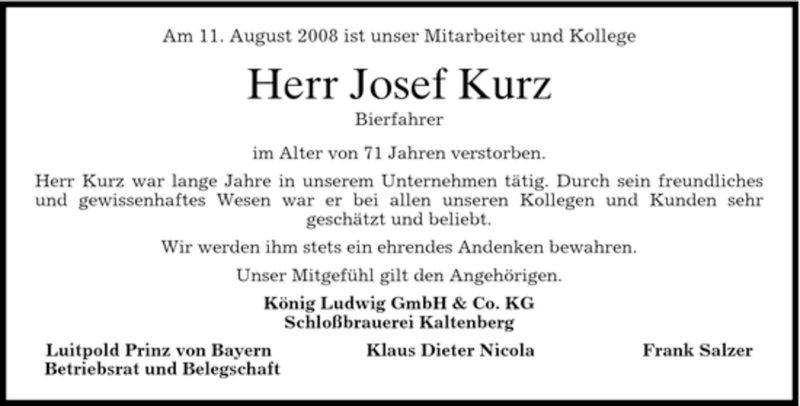 Traueranzeigen von Josef Kurz | trauer.merkur.de