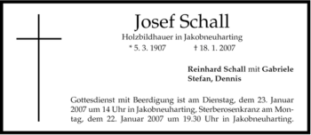 Traueranzeige von Josef Schall von GARMISCH-PARTENK. TAGBLATT