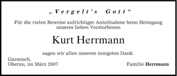 Traueranzeige von Kurt Herrmann von MERKUR & TZ