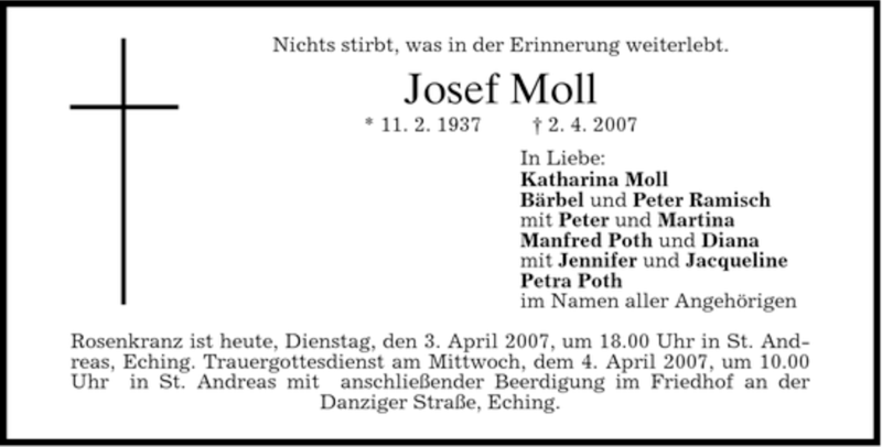 Traueranzeigen von Josef Moll trauer.merkur.de