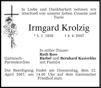 Traueranzeige von Irmgard Krolzig von MERKUR & TZ