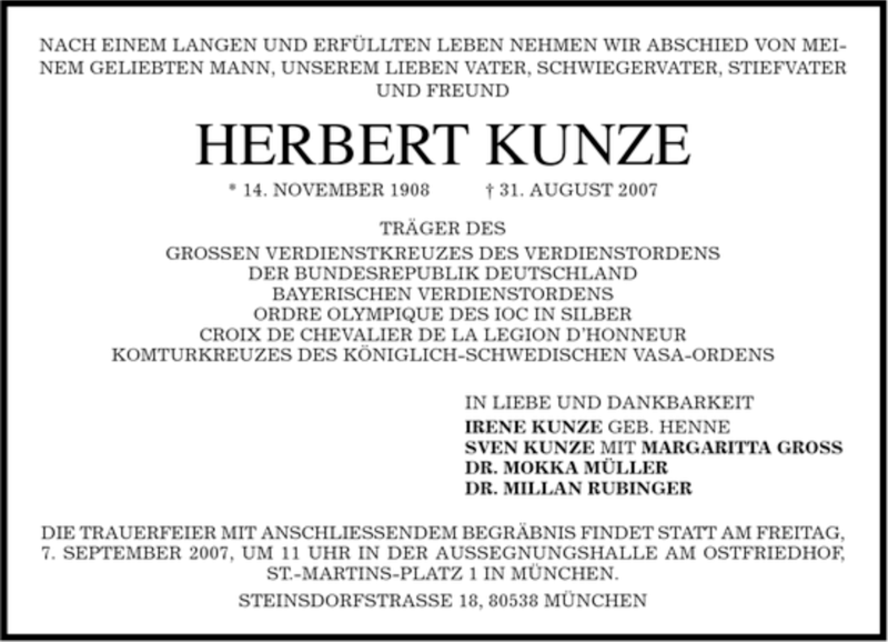 Traueranzeigen Von Herbert Kunze Trauer Merkur De