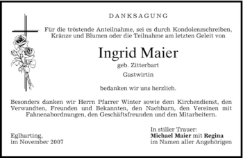 Traueranzeige von Ingrid Maier von GARMISCH-PARTENK. TAGBLATT