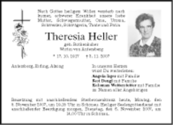 Traueranzeige von Theresia Heller von GARMISCH-PARTENK. TAGBLATT
