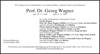 Traueranzeige von Georg Wagner von MERKUR & TZ