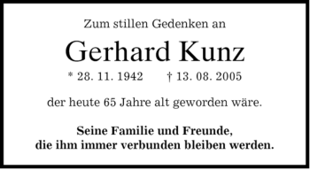 Traueranzeigen Von Gerhard Kunz Trauer Merkur De