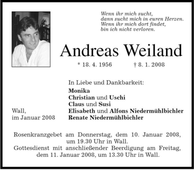 Traueranzeigen von Andreas Weiland trauer.merkur.de