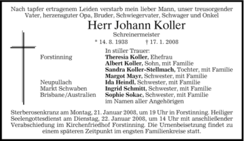 Traueranzeige von Johann Koller von GARMISCH-PARTENK. TAGBLATT