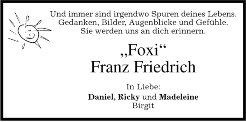  Traueranzeige für Franz Friedrich vom 29.02.2008 aus MERKUR & TZ