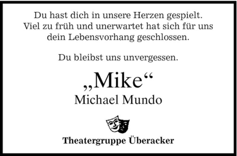  Traueranzeige für Michael Mundo vom 22.03.2008 aus MERKUR & TZ