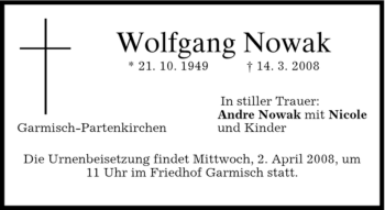 Traueranzeige von Wolfgang Nowak von MERKUR & TZ