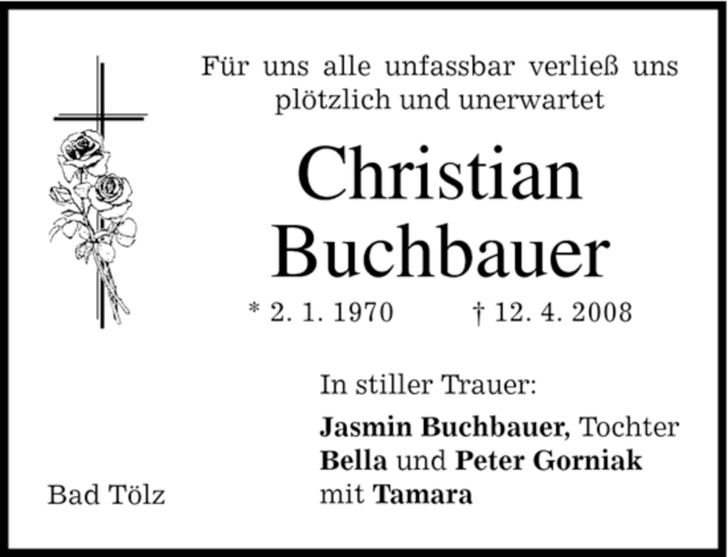  Traueranzeige für Christian Buchbauer vom 16.04.2008 aus MERKUR & TZ