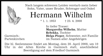 Traueranzeige von Hermann Wilhelm von MERKUR & TZ