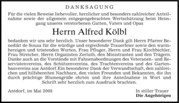 Traueranzeige von Alfred Kölbl von MERKUR & TZ
