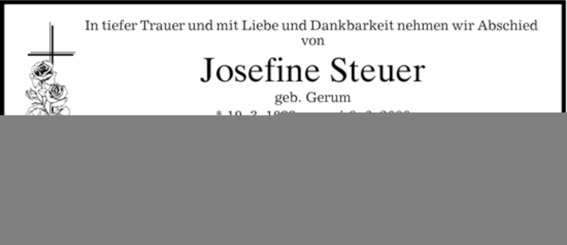  Traueranzeige für Josefine Steuer vom 10.06.2008 aus MERKUR & TZ