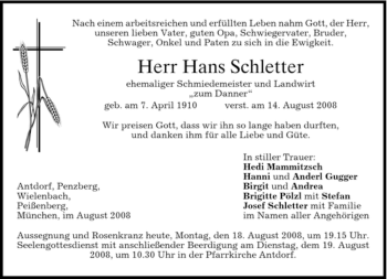 Traueranzeige von Herr Hans Schletter von MERKUR & TZ