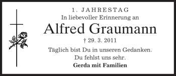 Traueranzeige von Alfred Graumann von MERKUR & TZ