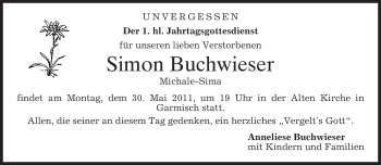 Traueranzeige von Simon Buchwieser von MERKUR & TZ