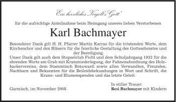 Traueranzeige von Karl Bachmayer von MERKUR & TZ
