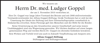 Traueranzeige von Ludger Goppel von MERKUR & TZ