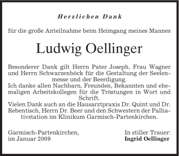 Traueranzeige von Ludwig Oellinger von MERKUR & TZ