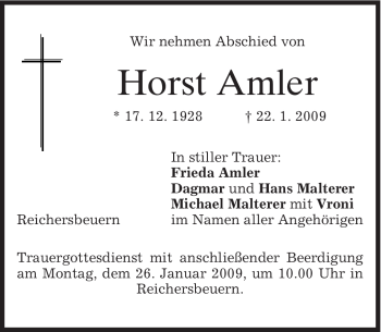 Traueranzeige von Horst Amler von MERKUR & TZ