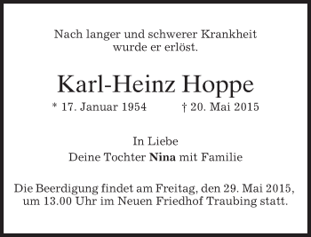 Traueranzeige von Karl-Heinz Hoppe von merkurtz