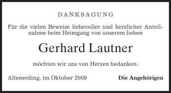 Traueranzeige von Gerhard Lautner von MERKUR & TZ