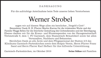 Traueranzeige von Werner Strobel von MERKUR & TZ