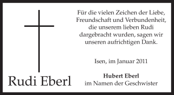 Traueranzeige von Rudi Eberl von MERKUR & TZ