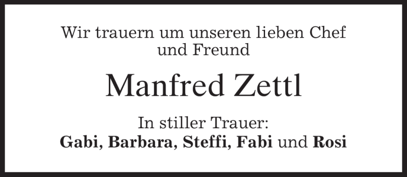  Traueranzeige für Manfred Zettl vom 28.04.2012 aus MERKUR & TZ