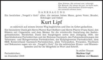 Traueranzeige von Kurt Lipf von MERKUR & TZ