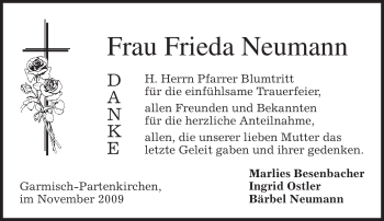 Traueranzeige von Frieda Neumann von MERKUR & TZ