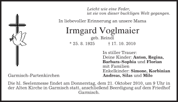 Traueranzeige von Irmgard Voglmaier von MERKUR & TZ