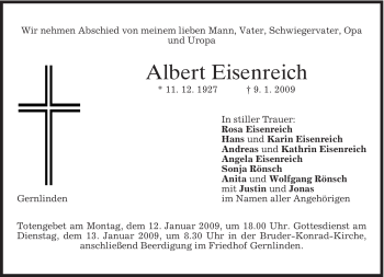 Traueranzeige von Albert Eisenreich von MERKUR & TZ