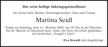 Traueranzeige von Martina Seidl von MERKUR & TZ