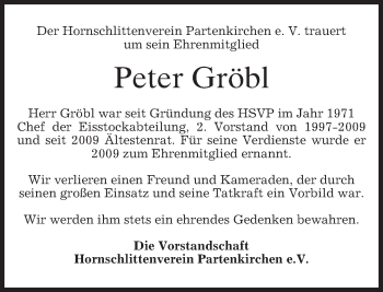 Traueranzeige von Peter Gröbl von merkurtz