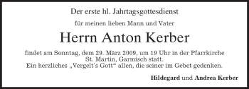 Traueranzeige von Anton Kerber von MERKUR & TZ