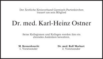 Traueranzeige von Karl-Heinz Ostner von merkurtz