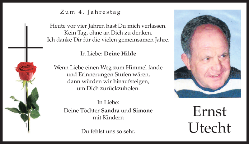 Traueranzeige für Ernst Utecht vom 14.01.2015 aus merkurtz