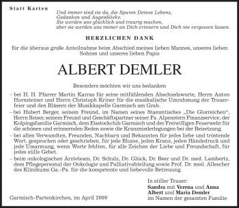Traueranzeige von Albert Demler von MERKUR & TZ
