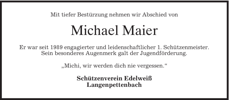  Traueranzeige für Michael Maier vom 07.02.2009 aus MERKUR & TZ